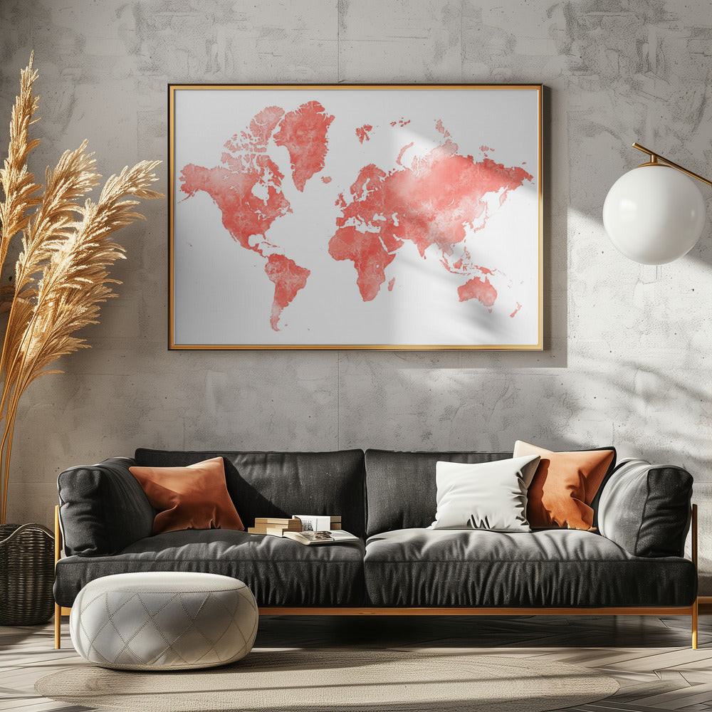 World map with outlined countries, Coralinah Poster