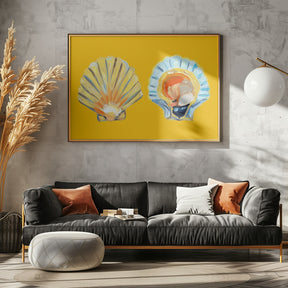 Scallops On Yellow Poster