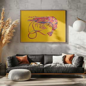 Prawn On Yellow Poster