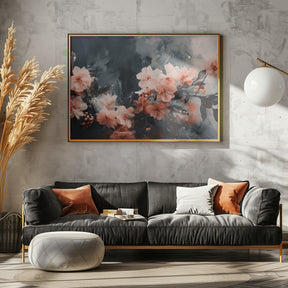 Coral Floating Blossoms Poster