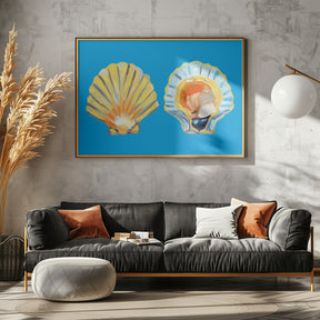 Scallops On Blue Poster