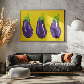 Aubergines On Yellow Poster