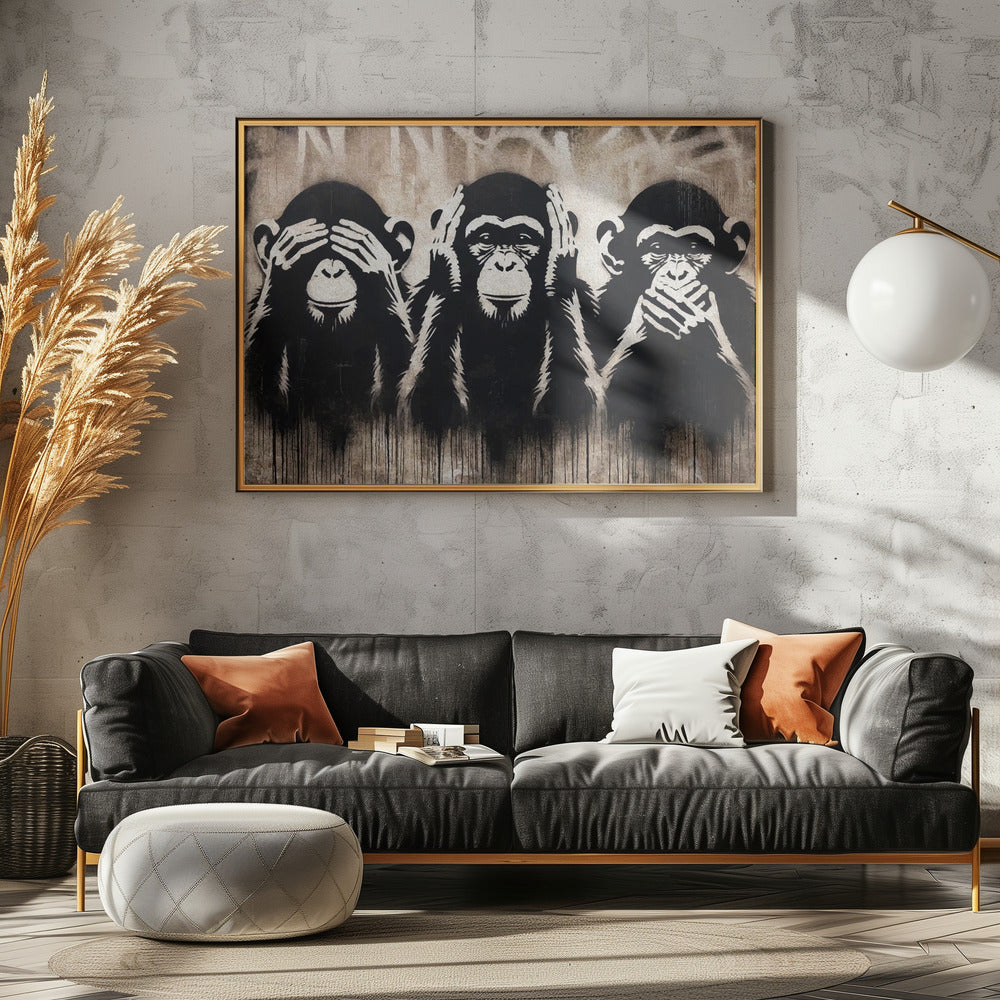 Three Wize Monkeys Poster