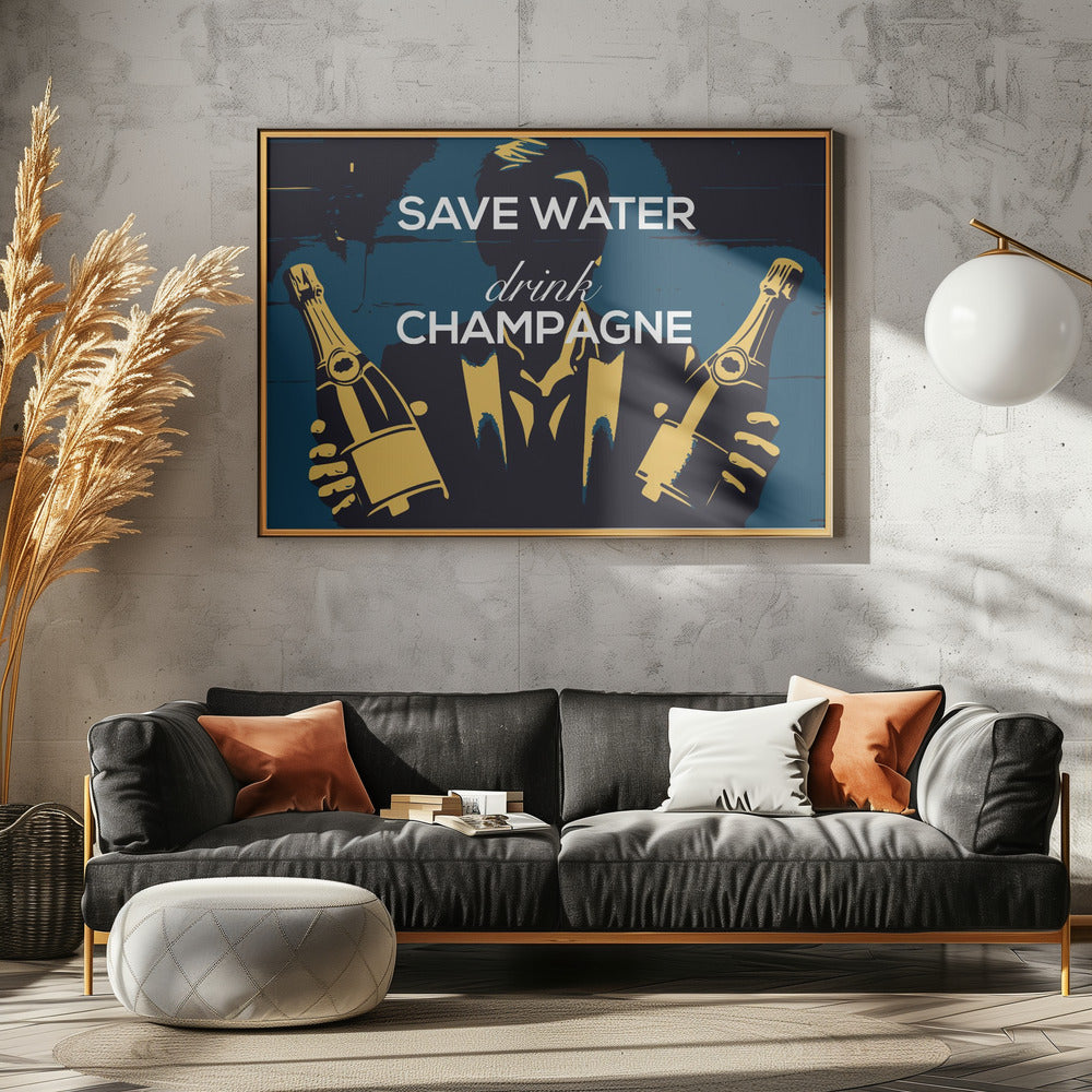 Save water - Drink champagne Poster