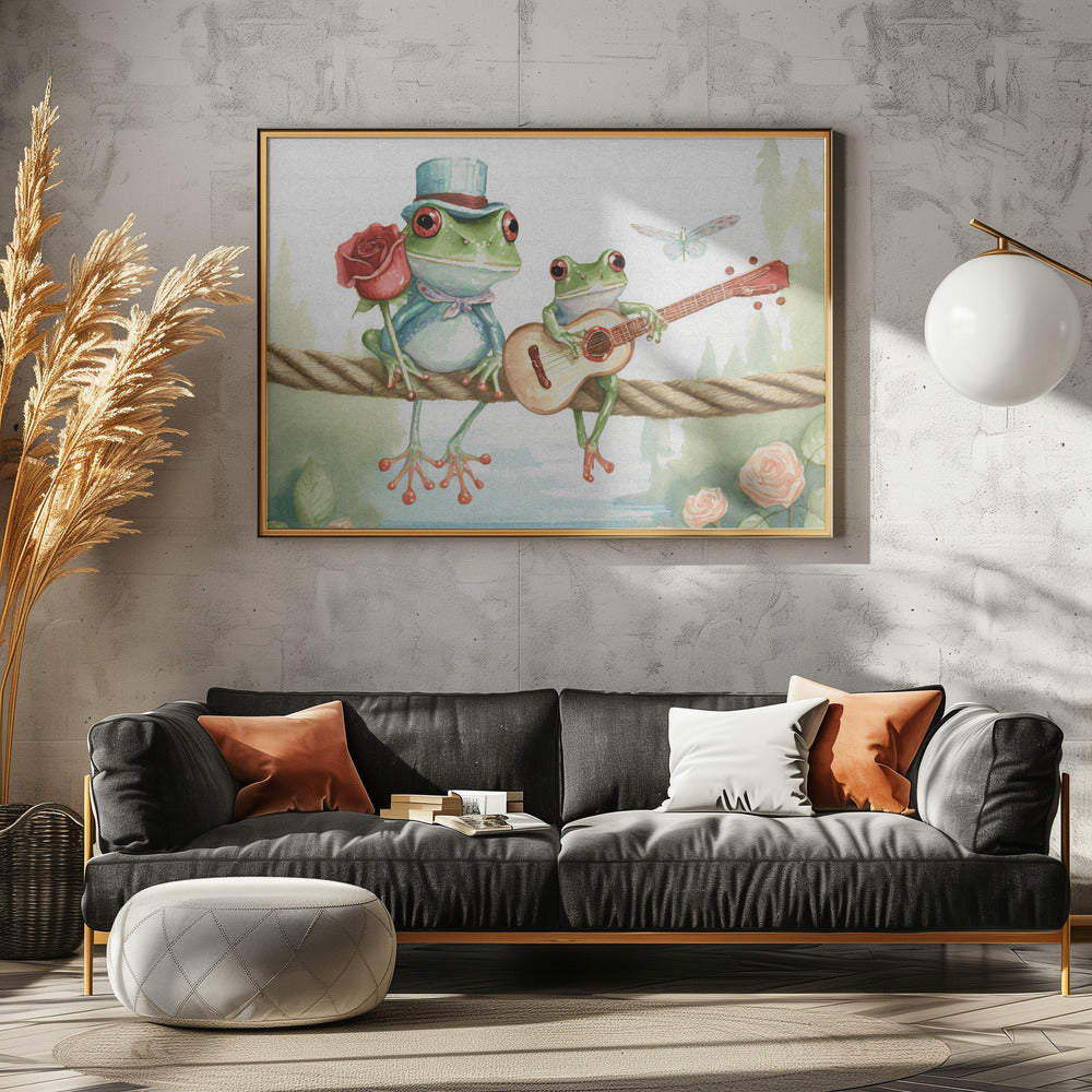 Frogs on a rope Poster