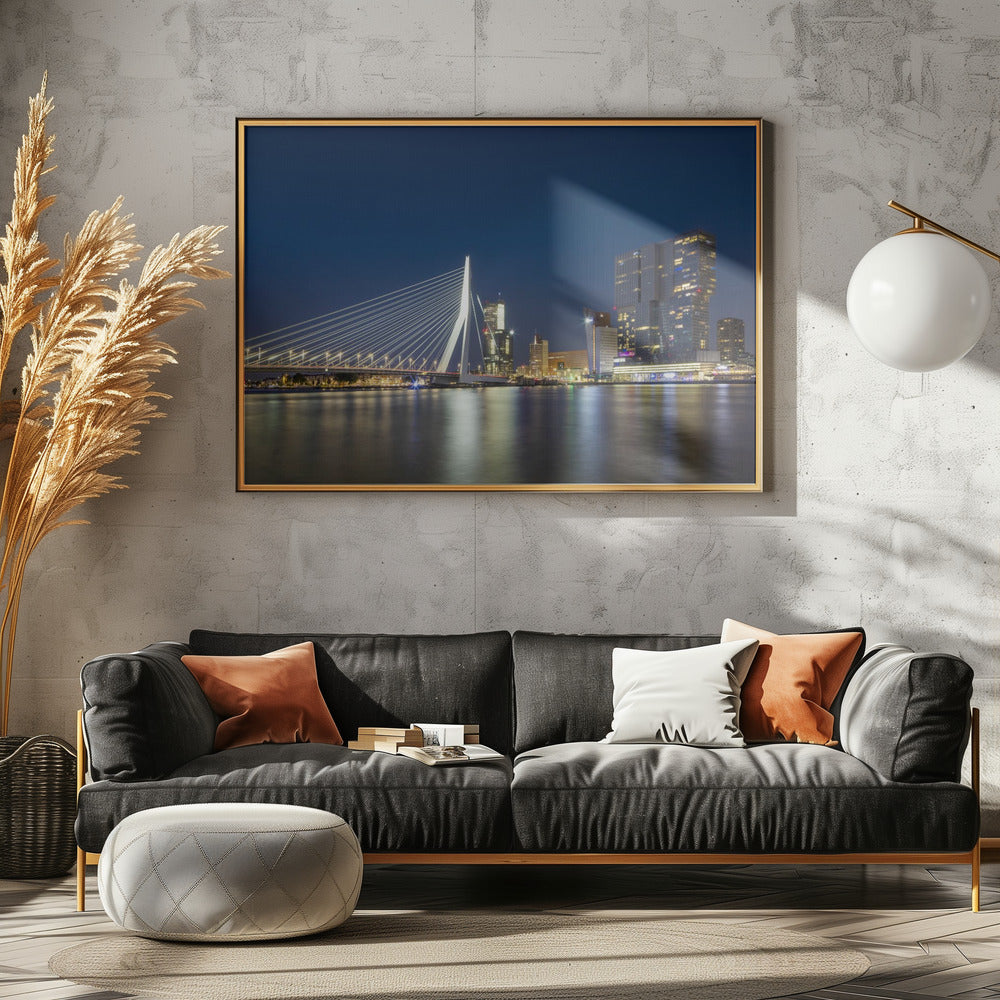 ROTTERDAM Erasmus Bridge at night Poster