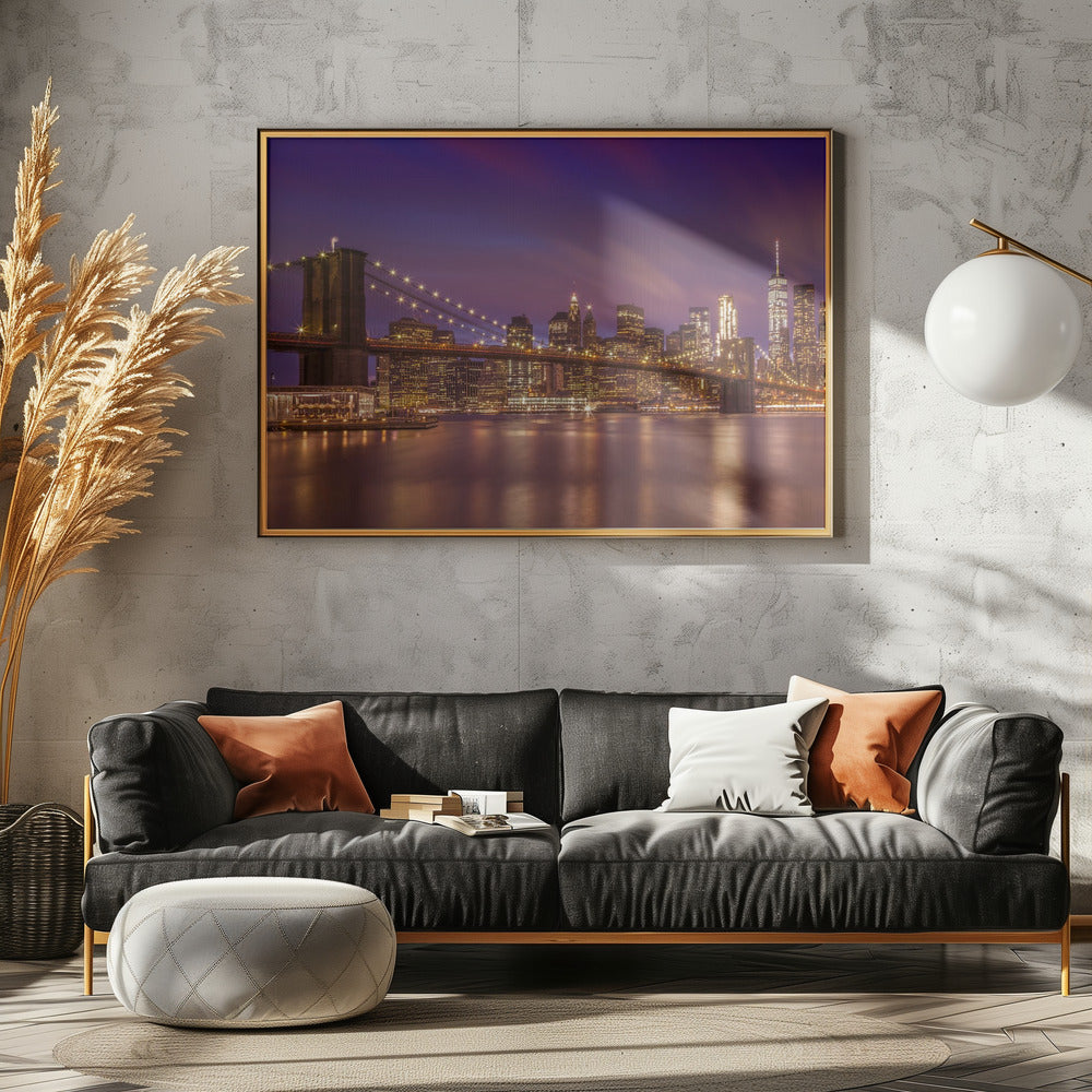 BROOKLYN BRIDGE New York City Sunset Poster