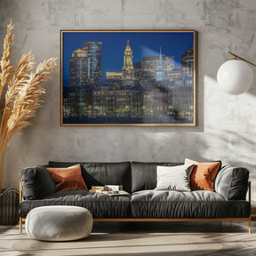 BOSTON Evening Skyline of North End &amp; Financial District Poster