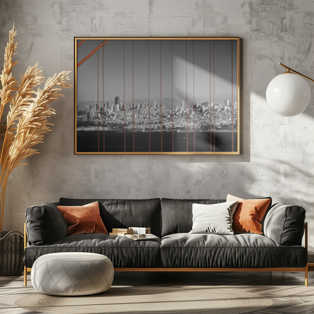 Golden Gate Bridge - Panoramic Downtown View Poster