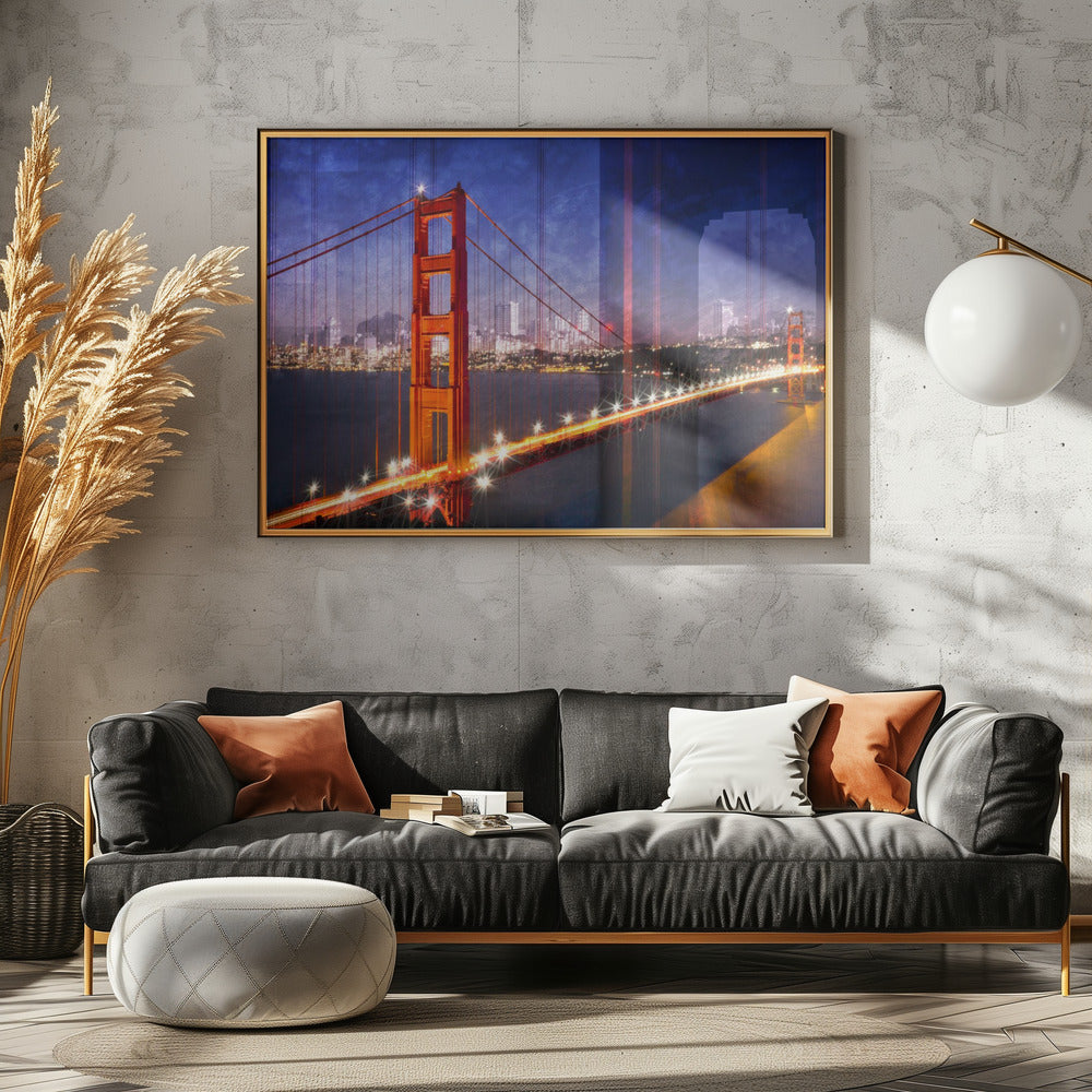 City Art Golden Gate Bridge Composing Poster