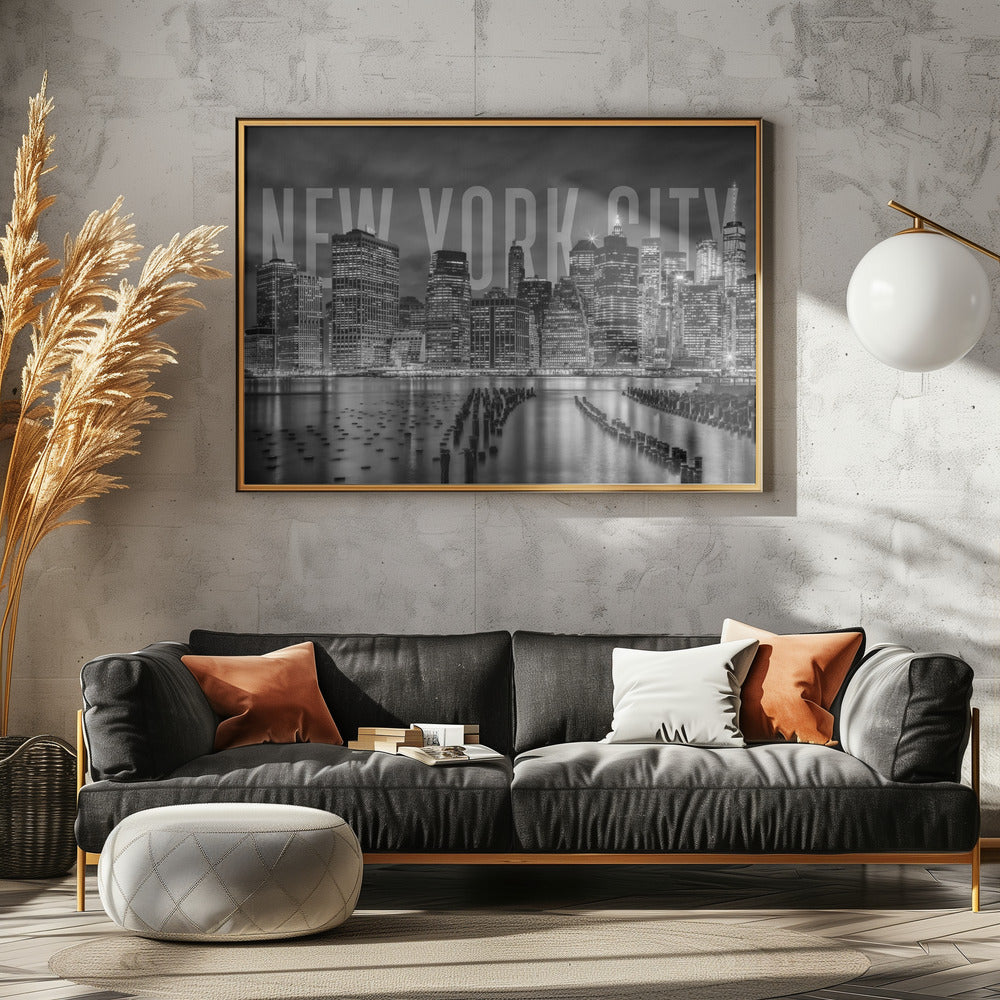 NEW YORK CITY Skyline Monochrome Poster