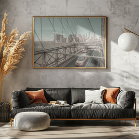 Brooklyn Bridge View with traffic | urban vintage style Poster