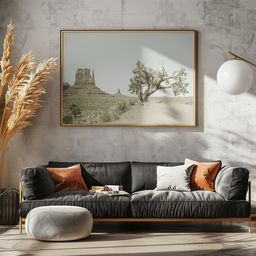 MONUMENT VALLEY Vintage West Mitten Butte and Tree Poster