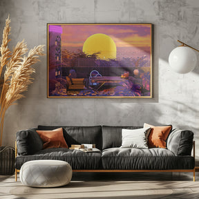 Retro Futurism Vaporwave Sunset Poster