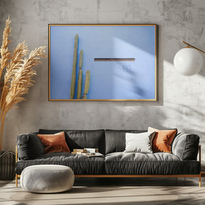 Tall Cacti on Blue | Oaxaca Mexico Travel Poster