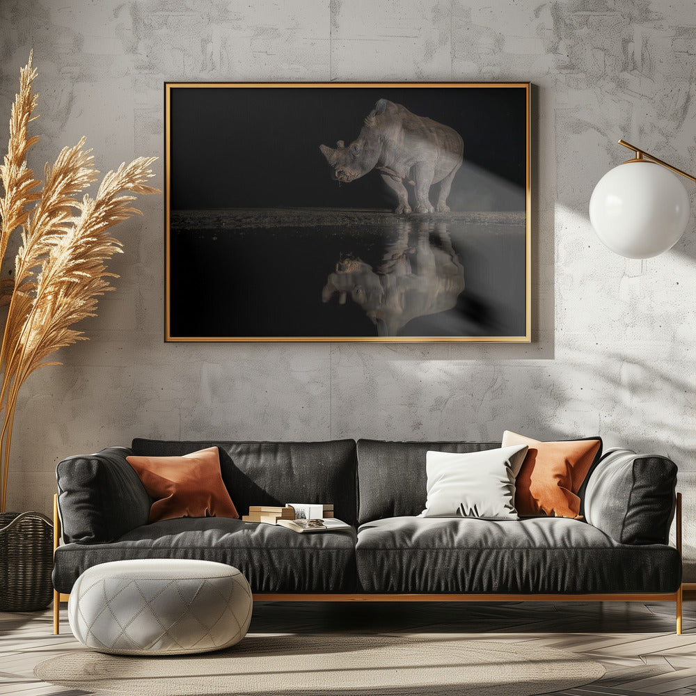 Rhino at the Night Poster