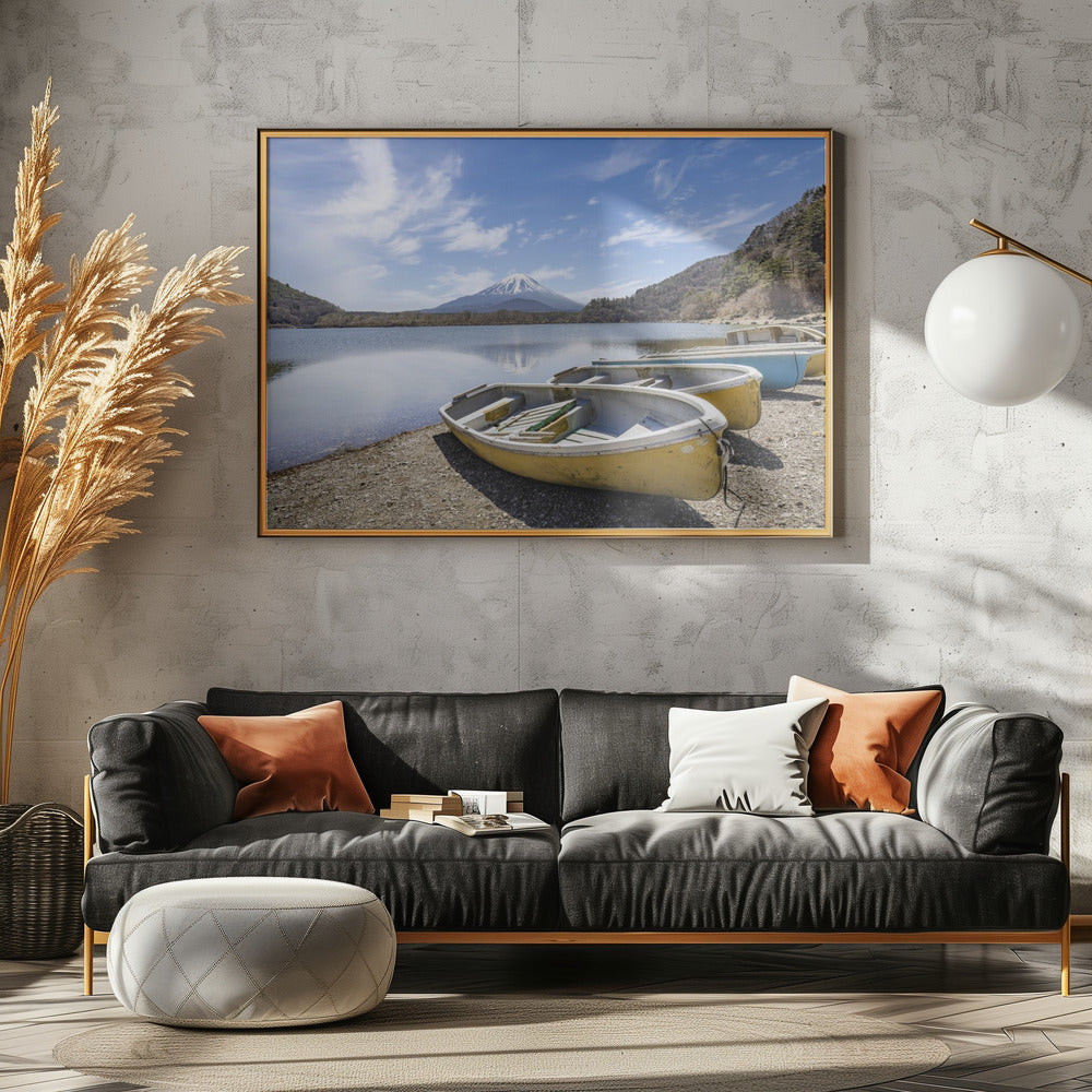 Idyllic Lake Shoji with Mount Fuji Poster