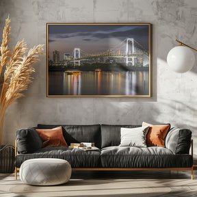 Gorgeous Rainbow Bridge and Tokyo Skyline at sunset - Panorama Poster