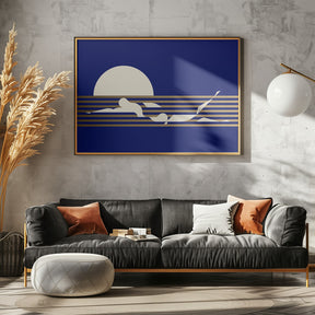 Swimmer Horizontal / Blue Poster