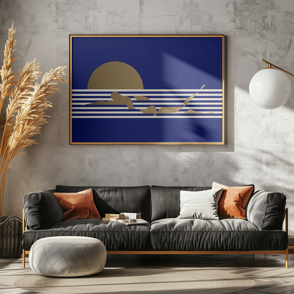 Swimmer Horizontal / Blue Poster