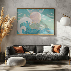 Landscape Sun waves turquoise Poster