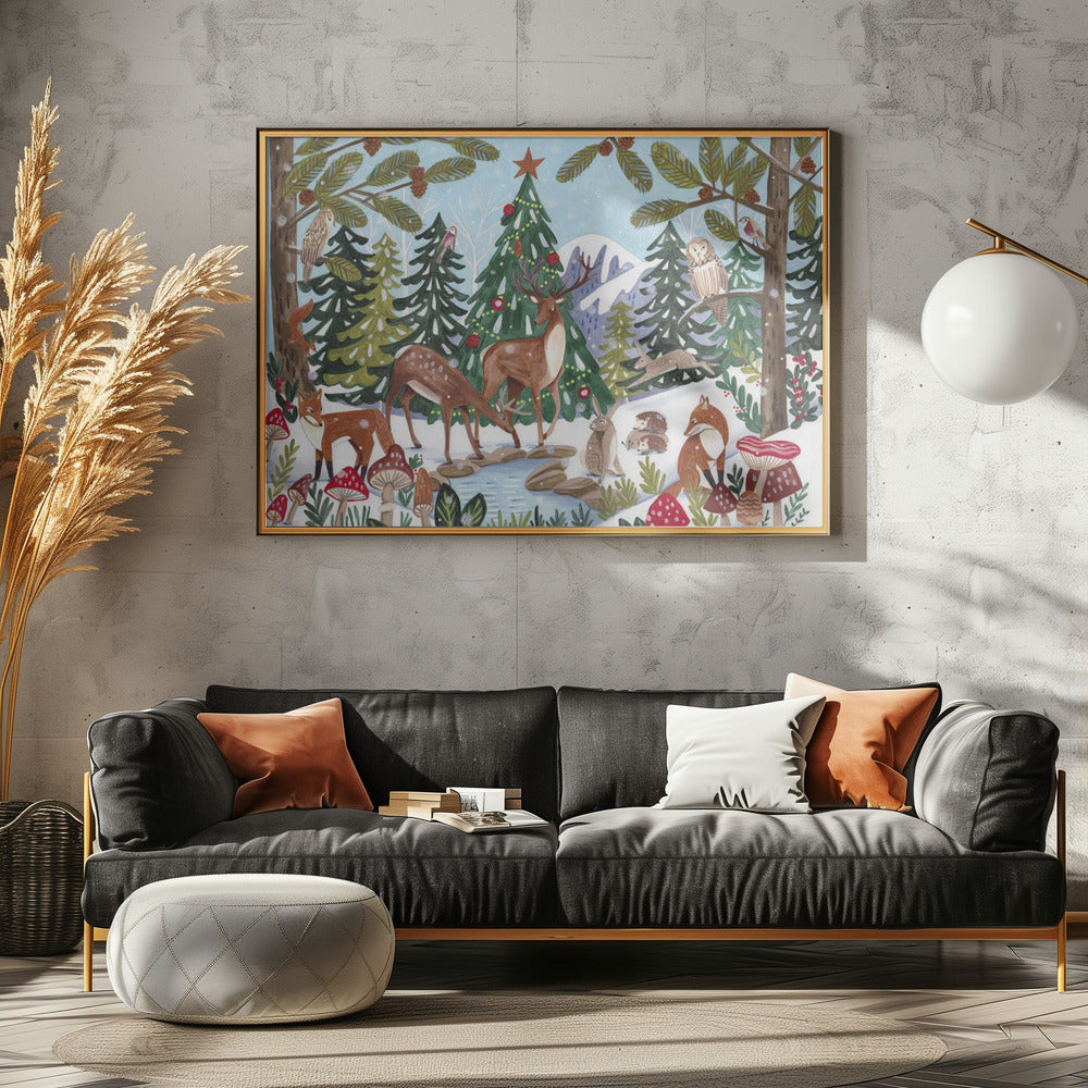Animal Winter Scene Poster