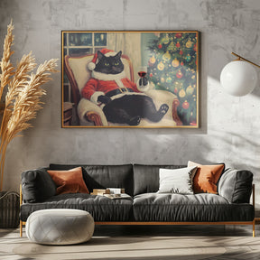 Christmas Chilling Cat Poster