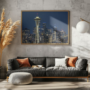 Breathtaking Seattle skyline at blue hour Poster