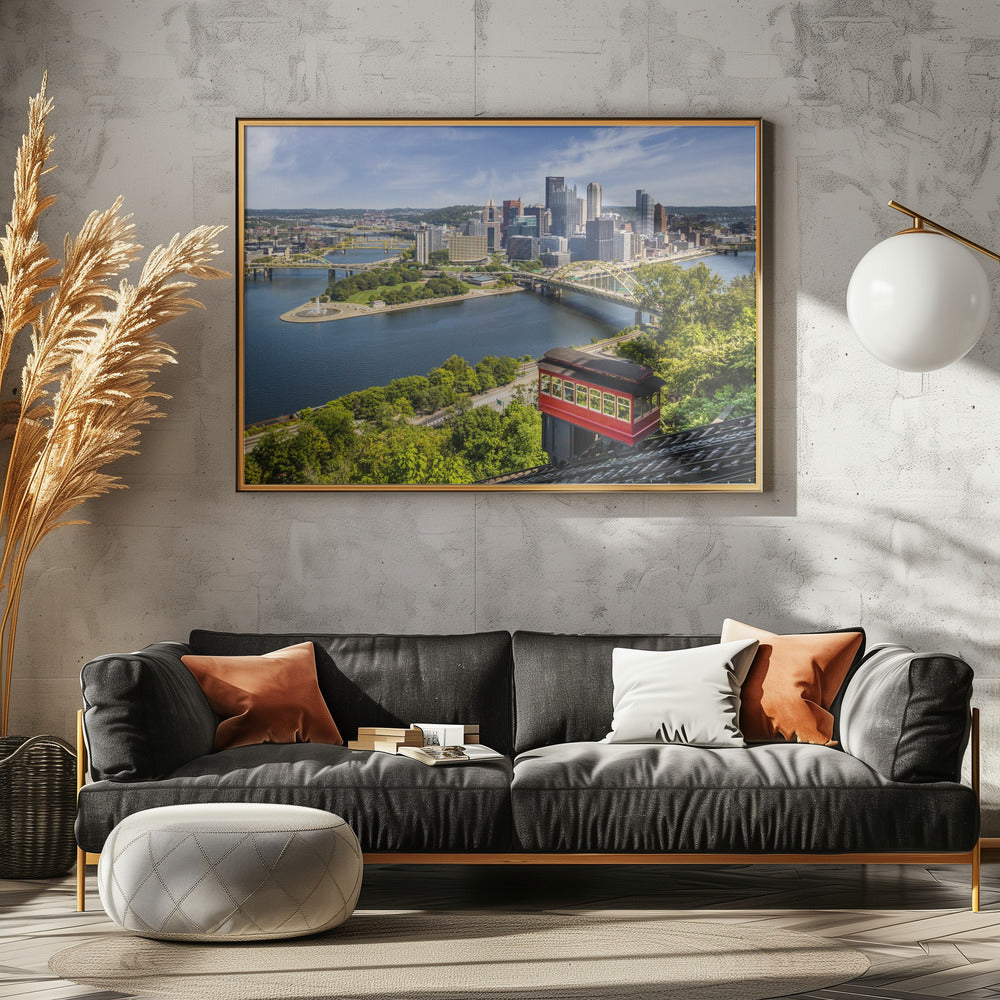 Impressive Pittsburgh Skyline with Duquesne Incline Poster