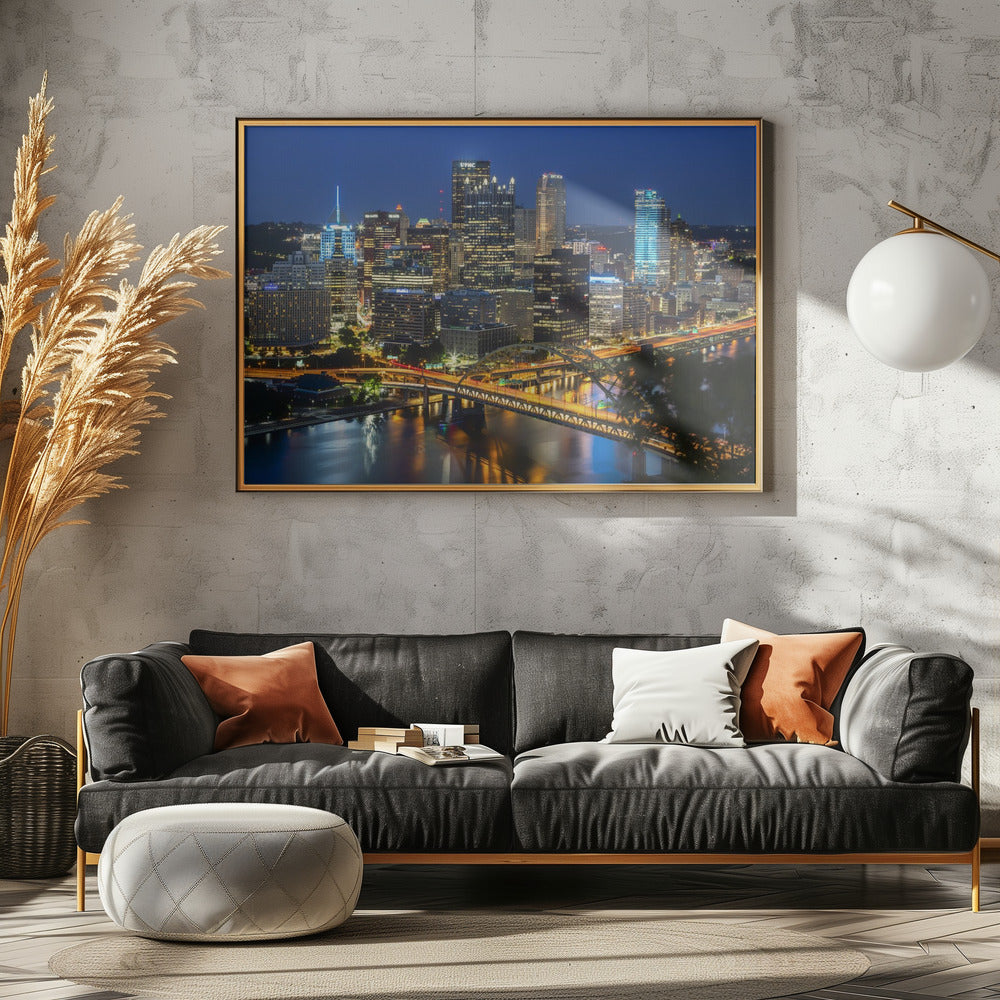 Amazing Pittsburgh Skyline in the Evening Poster