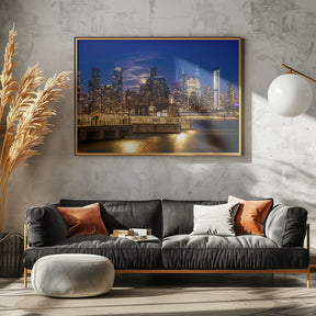 Midtown Manhattan Skyline with Harvest Moon Poster