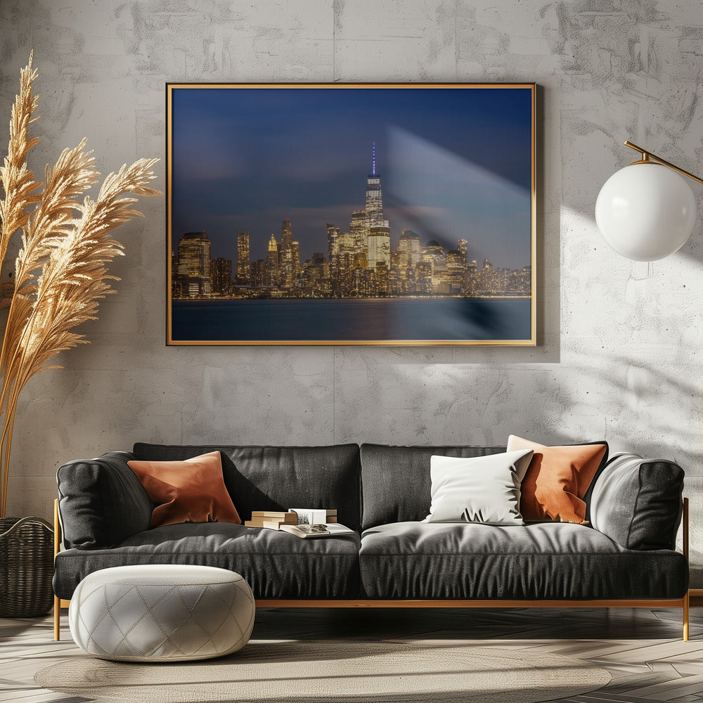 Lower Manhattan Skyline at Night Poster