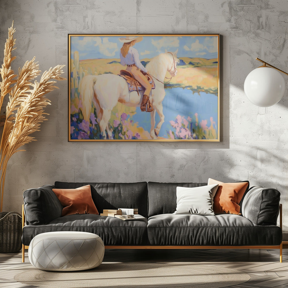 Cowgirl with Horse Poster