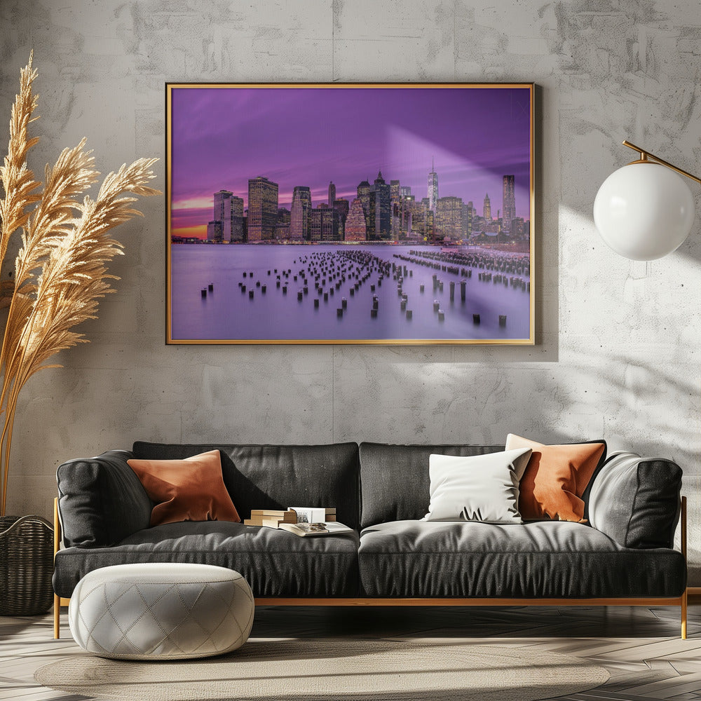 New York Violet Sunset Poster