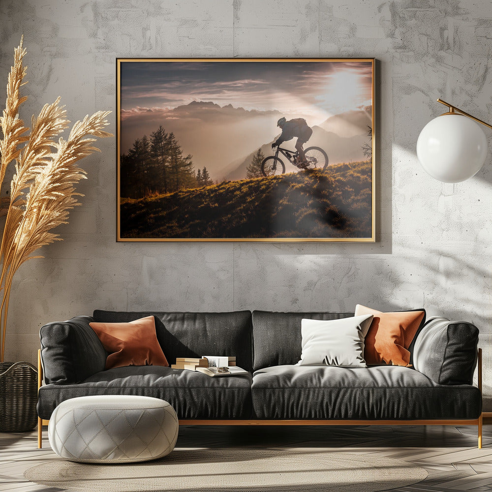 Golden hour biking Poster