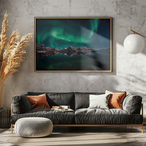 Lofoten Aurora Reflection Poster