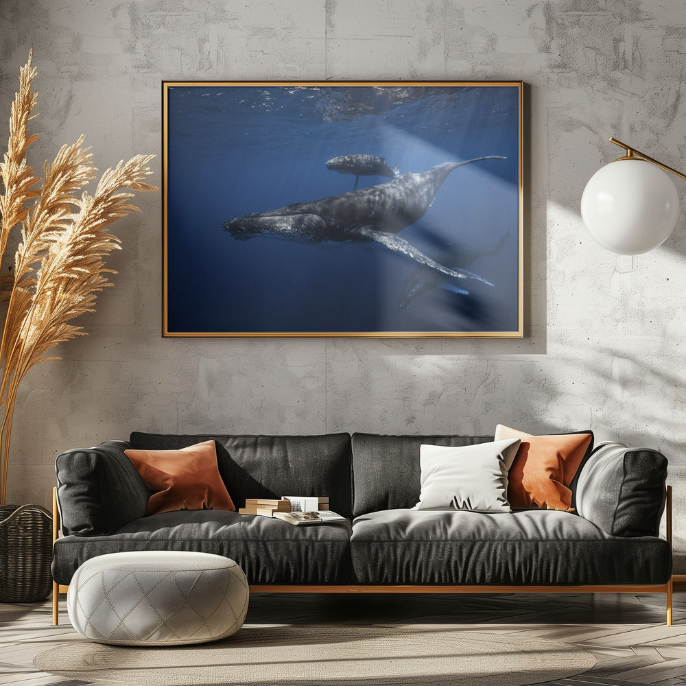 Humpback whale family's Poster