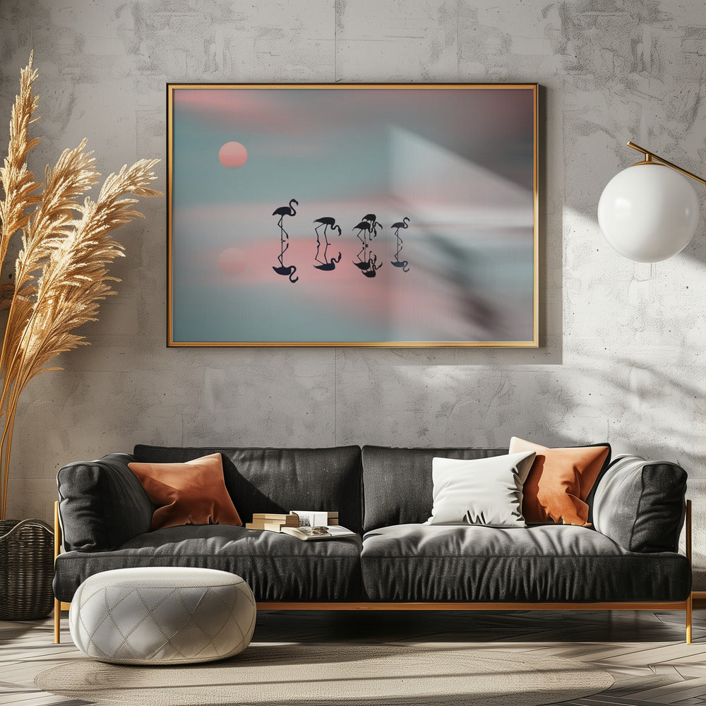 Family flamingos. Poster