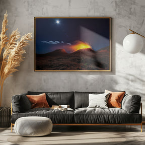 Lava flow with the moon Poster