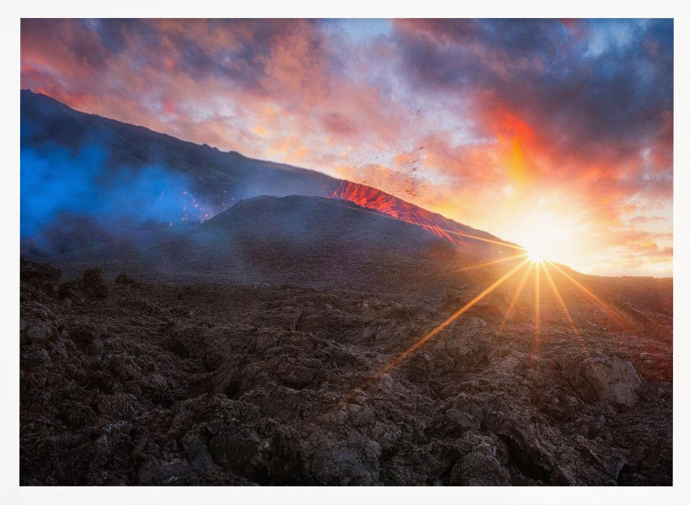 Volcano Sunrise Poster