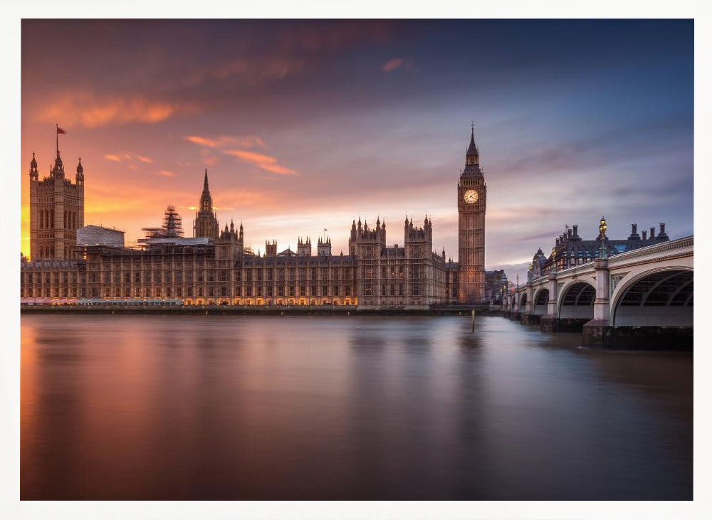 London Palace of Westminster Sunset Poster