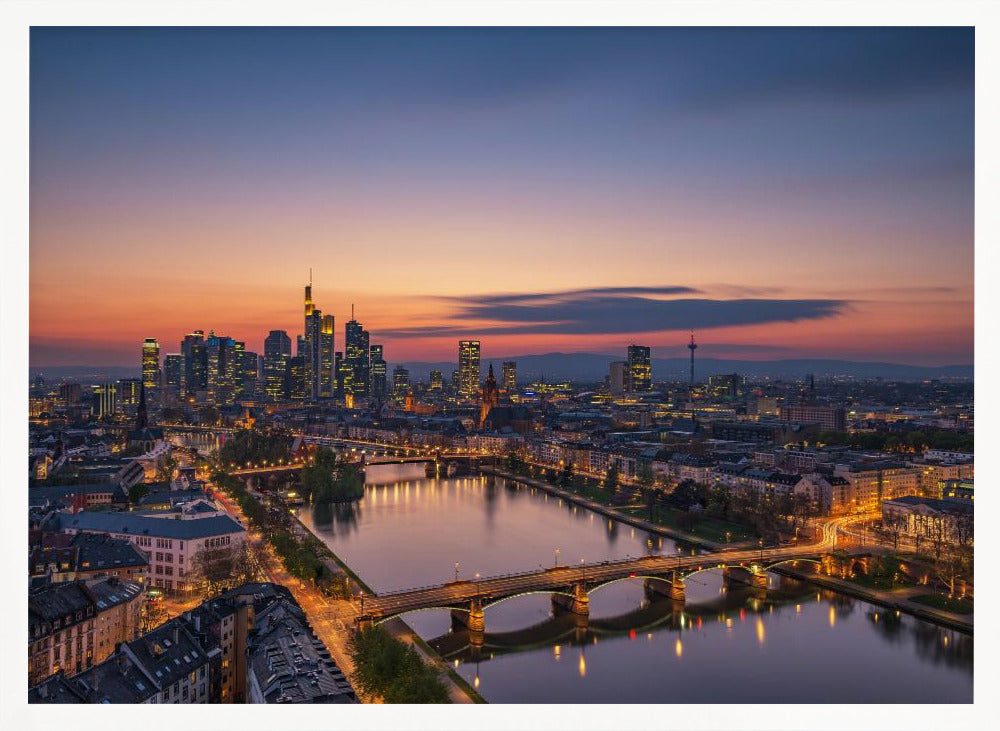 Frankfurt Skyline at sunset Poster