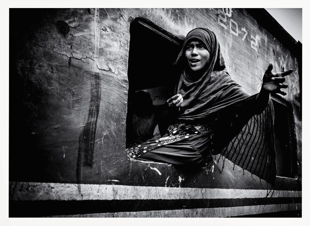 Girl in a train window Poster