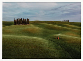 Busy tractor in Val d'Orcia Poster