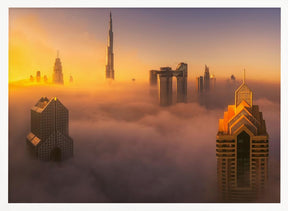 Dubai foggy sunrise in the city A738873 Poster