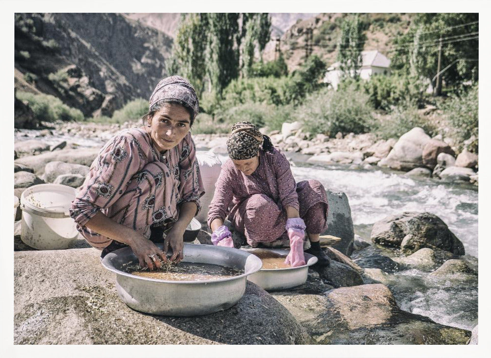 Tajik women are washing grain Poster