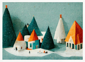 Cute Paper Village Poster