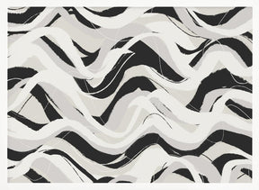 White Black Waves Pattern Square Poster