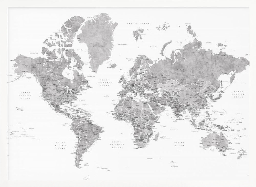 Detailed world map with cities, Jimmy Poster