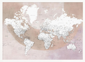 Detailed world map with cities Qawi Poster